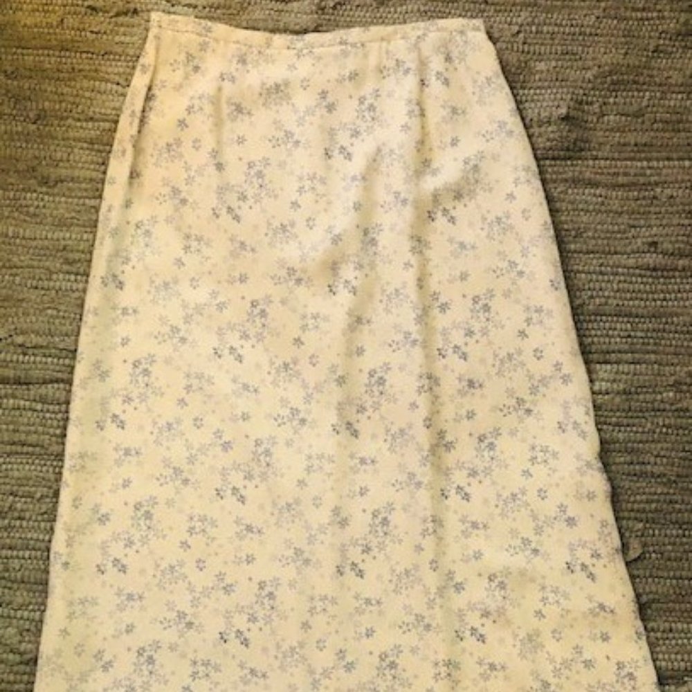 J Crew Blue and Cream floral print skirt